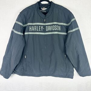 Harley Davidson Nylon Full Zip Classic Cruiser Jacket Size 4XL Black Motorcycle